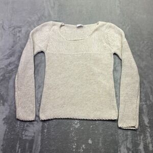 Zara Woman Cream Beige Cotton Silk Blend Knit Scoop Neck Sweater Mens Size M